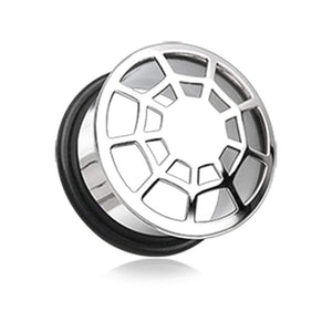 Spider Web Convex Single Flared Ear Gauge Hollow WildKlass Plug-WildKlass Jewelry