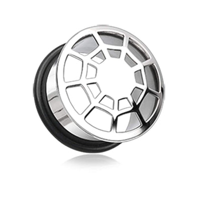 Spider Web Convex Single Flared Ear Gauge Hollow WildKlass Plug-WildKlass Jewelry