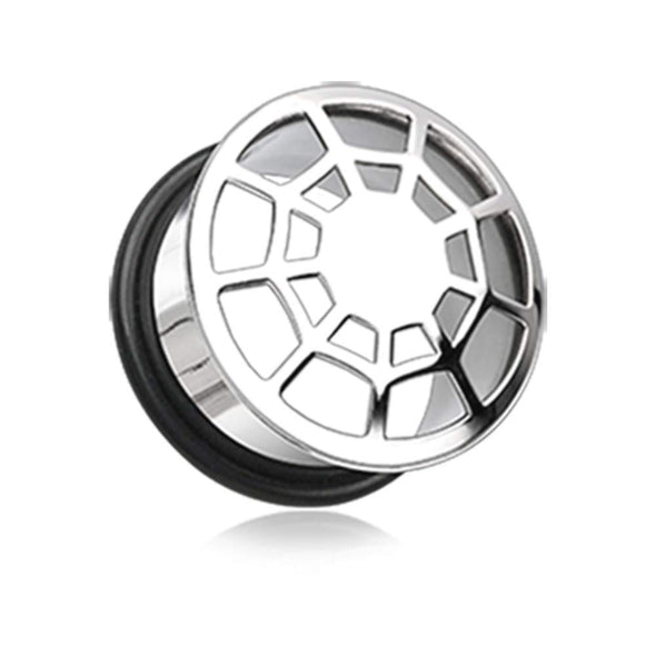 Spider Web Convex Single Flared Ear Gauge Hollow WildKlass Plug-WildKlass Jewelry