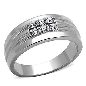 WildKlass Stainless Steel Ring Wedding High Polished (no Plating) Men Top Grade Crystal Clear-WildKlass Jewelry