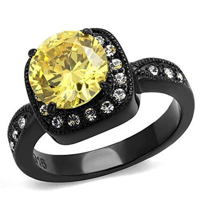 WildKlass Stainless Steel Ring IP Black Women AAA Grade CZ Topaz-WildKlass Jewelry