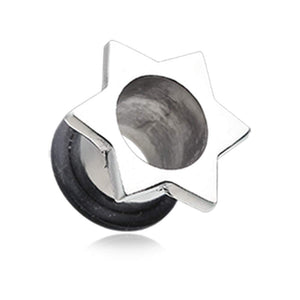 Sheriff Star Single Flared Ear Gauge Tunnel WildKlass Plug-WildKlass Jewelry