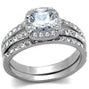 WildKlass Stainless Steel Ring High Polished Women AAA Grade CZ Clear-WildKlass Jewelry