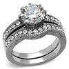 WildKlass Stainless Steel Ring High Polished Women AAA Grade CZ Clear-WildKlass Jewelry