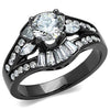WildKlass Stainless Steel Ring IP Light Black (IP Gun) Women AAA Grade CZ Clear-WildKlass Jewelry