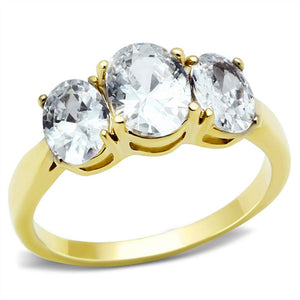 WildKlass Stainless Steel Ring IP Gold Women AAA Grade CZ Clear-WildKlass Jewelry