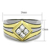 WildKlass Stainless Steel Ring Two-Tone IP Gold Men Top Grade Crystal Clear-WildKlass Jewelry