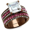 WildKlass Stainless Steel Ring IP Coffee Light Women AAA Grade CZ Clear-WildKlass Jewelry
