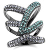 WildKlass Stainless Steel Ring IP Light Black (IP Gun) Women Top Grade Crystal Multi Color-WildKlass Jewelry