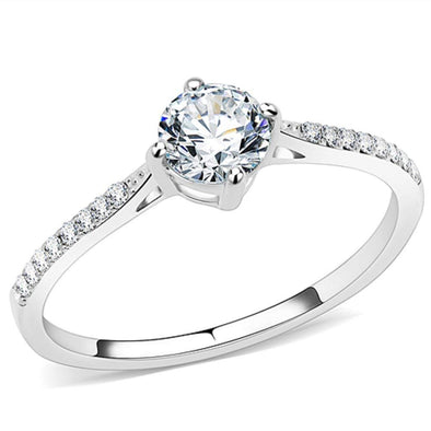 WildKlass Stainless Steel Ring High Polished Women AAA Grade CZ Clear-WildKlass Jewelry
