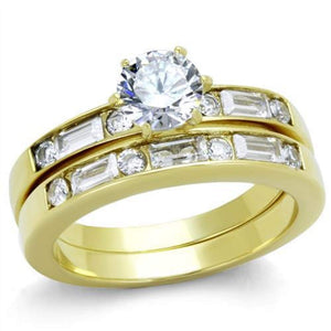 WildKlass Stainless Steel Ring IP Gold Women AAA Grade CZ Clear-WildKlass Jewelry