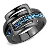 WildKlass Stainless Steel Ring IP Light Black (IP Gun) Women Top Grade Crystal Sea Blue-WildKlass Jewelry