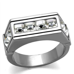 WildKlass Stainless Steel Ring High Polished Men Top Grade Crystal Clear-WildKlass Jewelry