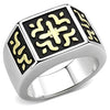 WildKlass Stainless Steel Ring Two-Tone IP Gold Men-WildKlass Jewelry