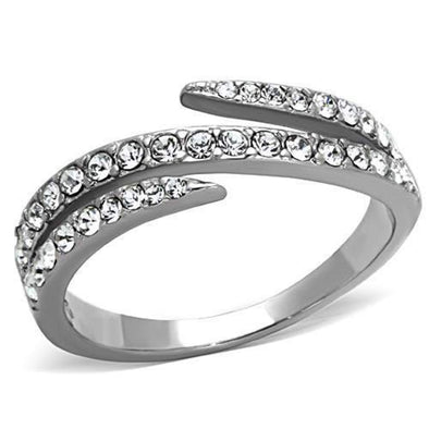 WildKlass Stainless Steel Pave Ring High Polished (no Plating) Women Top Grade Crystal Clear-WildKlass Jewelry