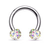 Crystal Paved Ferido Balls 316L Surgical Steel WildKlass Circular Barbell Horseshoe-WildKlass Jewelry