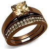 WildKlass Stainless Steel Ring IP Coffee Light Women AAA Grade CZ Champagne-WildKlass Jewelry