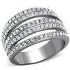 WildKlass Stainless Steel Ring High Polished (no Plating) Women Top Grade Crystal Clear-WildKlass Jewelry