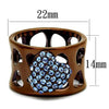 WildKlass Stainless Steel Ring IP Coffee Light Women Top Grade Crystal Aquamarine-WildKlass Jewelry