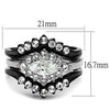 WildKlass Stainless Steel Ring Two-Tone IP Black Women AAA Grade CZ Clear-WildKlass Jewelry