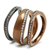 WildKlass Stainless Steel Ring IP Light Black & IP Light Coffee Women Top Grade Crystal Black Diamond-WildKlass Jewelry