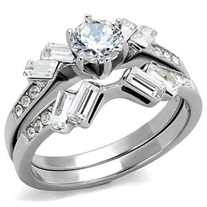 WildKlass Stainless Steel Ring High Polished (no Plating) Women AAA Grade CZ Clear-WildKlass Jewelry