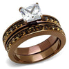 WildKlass Stainless Steel Ring IP Coffee Light Women AAA Grade CZ Clear-WildKlass Jewelry