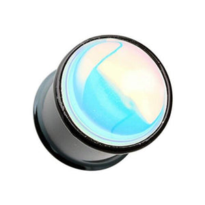 Black Revo Chroma Iridescence Double Flared Ear Gauge WildKlass Plug-WildKlass Jewelry