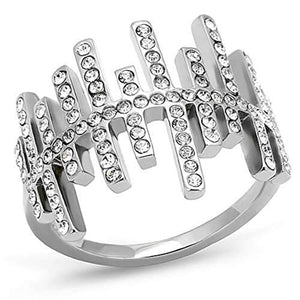 WildKlass Stainless Steel Ring High Polished Women Top Grade Crystal Clear-WildKlass Jewelry