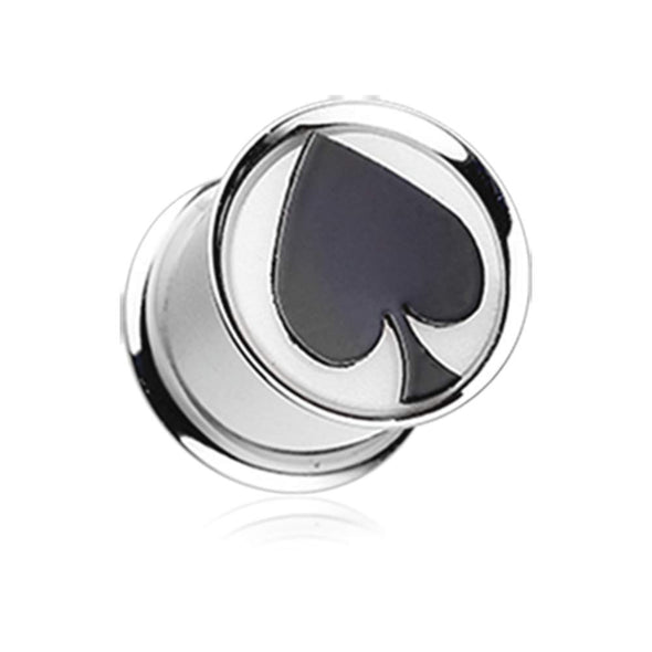Lucky Spade Steel Double Flared Ear Gauge WildKlass Plug-WildKlass Jewelry
