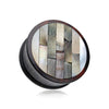 Organic Mosaic Tiled Areng Wood Double Flared Ear Gauge WildKlass Plug-WildKlass Jewelry