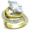 WildKlass Stainless Steel Ring Two-Tone IP Gold Women AAA Grade CZ Clear-WildKlass Jewelry