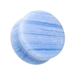 Blue Lace Agate Stone Double Flared Ear Gauge WildKlass Plug-WildKlass Jewelry