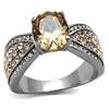 WildKlass Stainless Steel Ring High Polished Women AAA Grade CZ Champagne-WildKlass Jewelry