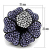 WildKlass Stainless Steel Ring IP Black Women Top Grade Crystal Tanzanite-WildKlass Jewelry