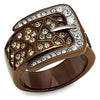WildKlass Stainless Steel Ring Two Tone IP Light Brown (IP Light Coffee) Women Top Grade Crystal Citrine Yellow-WildKlass Jewelry