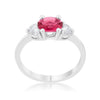WildKlass 1.2ct Fuchsia CZ Rhodium Plated Classic Oval Ring-WildKlass Jewelry