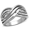 WildKlass Stainless Steel Ring High Polished (no Plating) Women Top Grade Crystal Clear-WildKlass Jewelry