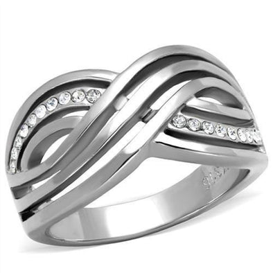 WildKlass Stainless Steel Ring High Polished (no Plating) Women Top Grade Crystal Clear-WildKlass Jewelry