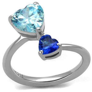 WildKlass Stainless Steel Ring High Polished Women AAA Grade CZ Sea Blue-WildKlass Jewelry