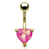 Opal Glitter Heart Prong Set Gold IP Over 316L Surgical Steel WildKlass Belly Button Navel Rings-WildKlass Jewelry