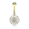 Clear CZ Sun Flower 14 Karat Solid Gold WildKlass Navel Ring-WildKlass Jewelry