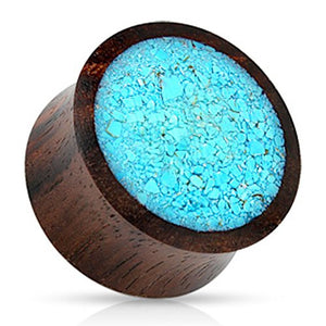 Crushed Turquoise Organic Wood WildKlass Saddle Fit Plug-WildKlass Jewelry