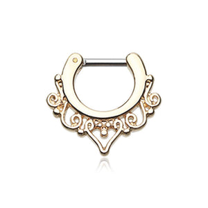 Golden Goddess Filigree WildKlass Septum Clicker-WildKlass Jewelry