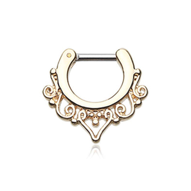 Golden Goddess Filigree WildKlass Septum Clicker-WildKlass Jewelry