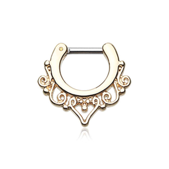 Golden Goddess Filigree WildKlass Septum Clicker-WildKlass Jewelry
