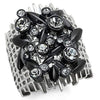 WildKlass Stainless Steel Ring Two-Tone IP Black Women Top Grade Crystal Black Diamond-WildKlass Jewelry