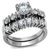 WildKlass Stainless Steel Ring High Polished Women AAA Grade CZ Clear-WildKlass Jewelry