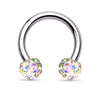 Crystal Paved Ferido Balls 316L Surgical Steel WildKlass Circular Barbell Horseshoe-WildKlass Jewelry