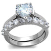WildKlass Stainless Steel Ring High Polished Women AAA Grade CZ Clear-WildKlass Jewelry